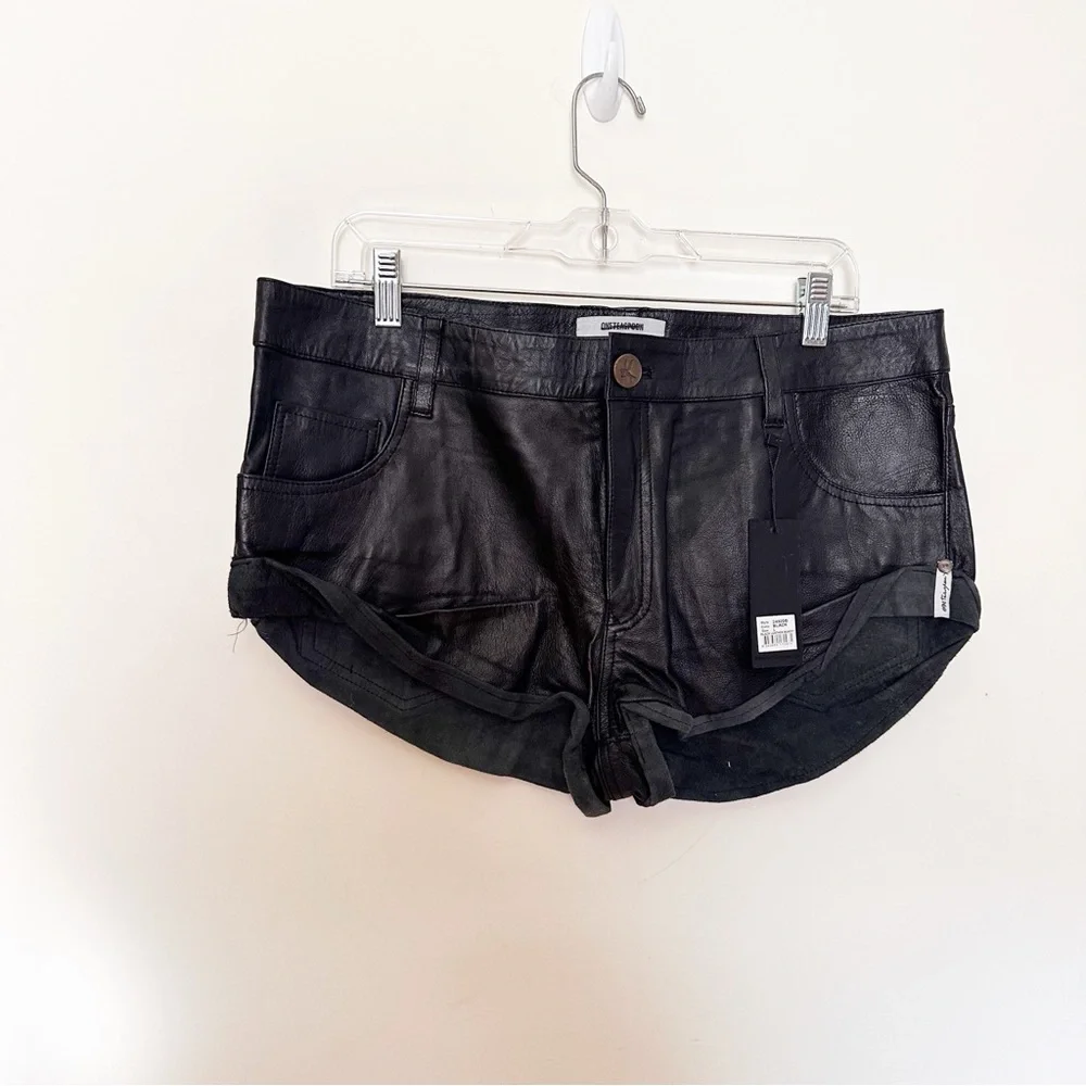 Free People OneTeaspoon Bandits Low-Waist Leather Shorts